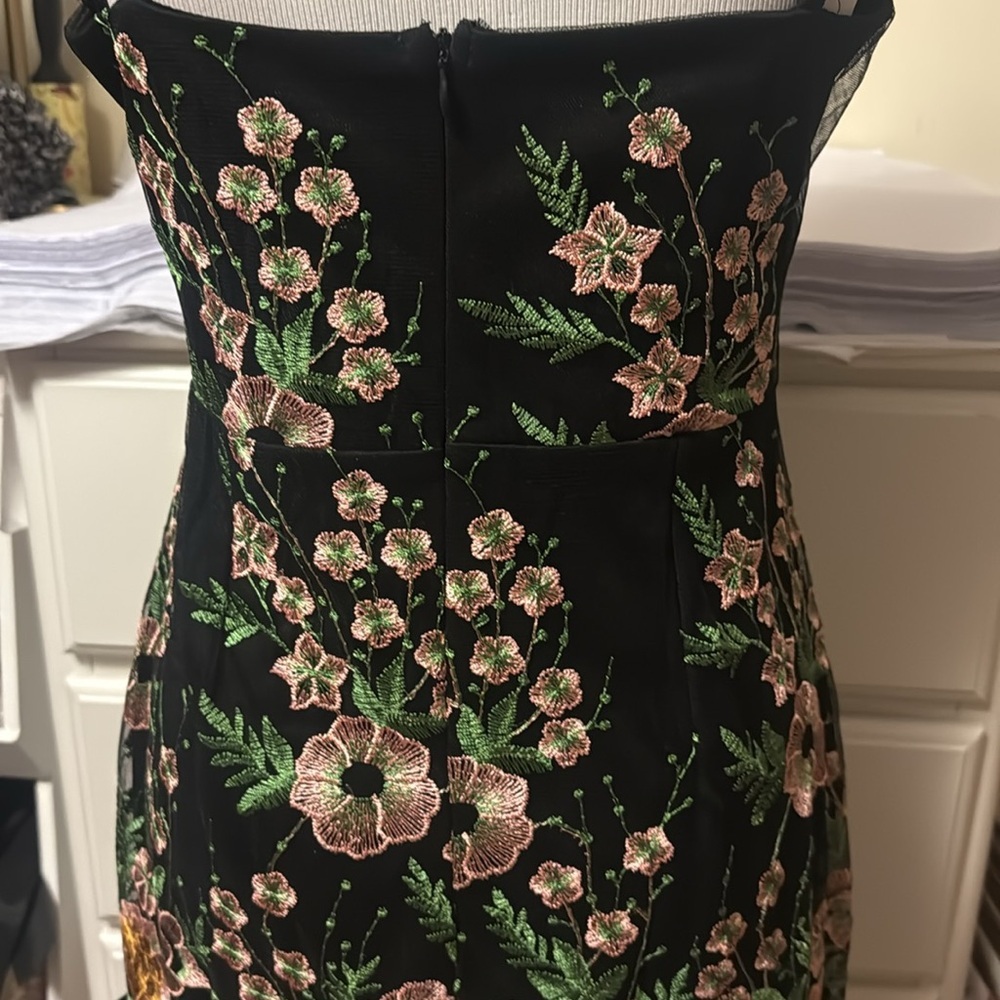 Lulu's Floral Embroidered Black Dress, fully lined, new, small - Picture 7 of 14